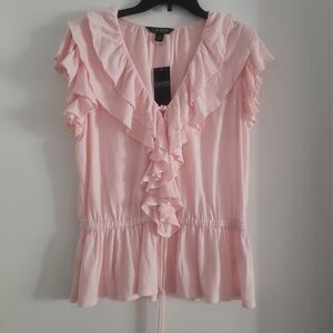 Ralph Lauren Soft Pink Ruffle Blouse